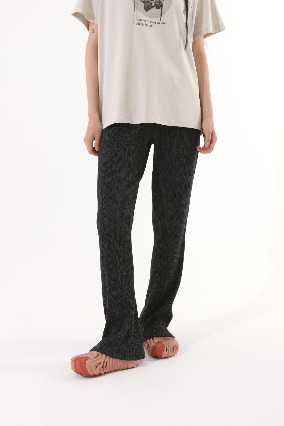 Bootcut Banding Layered Pants Melange Black