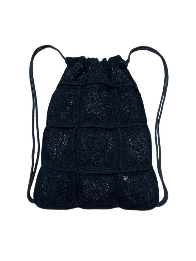 Heart crochet Gym sac / Black