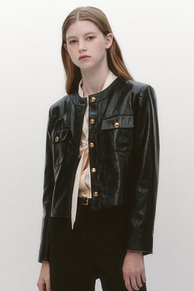 Faux Leather Crop Jacket BLACK [GBW7JK51BK]