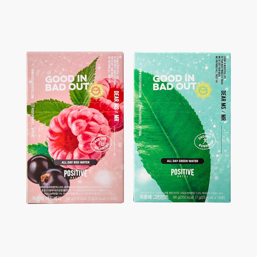 파지티브호텔 지중해 그린민트+ 레드베리ㅣALL DAY WATER SET [원산지:상세설명에 표시]