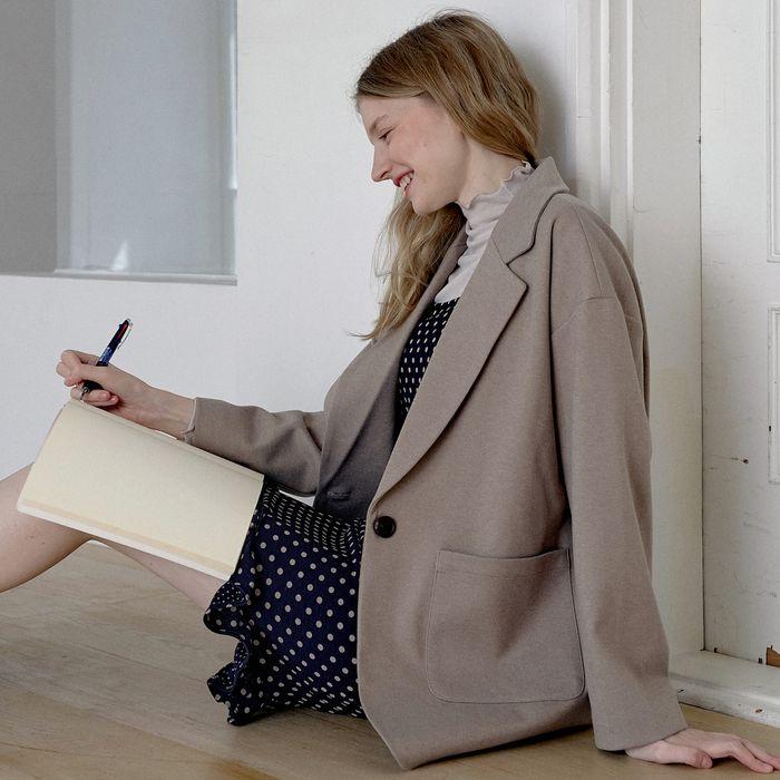 Herringbone Oversize Jacket - BEIGE