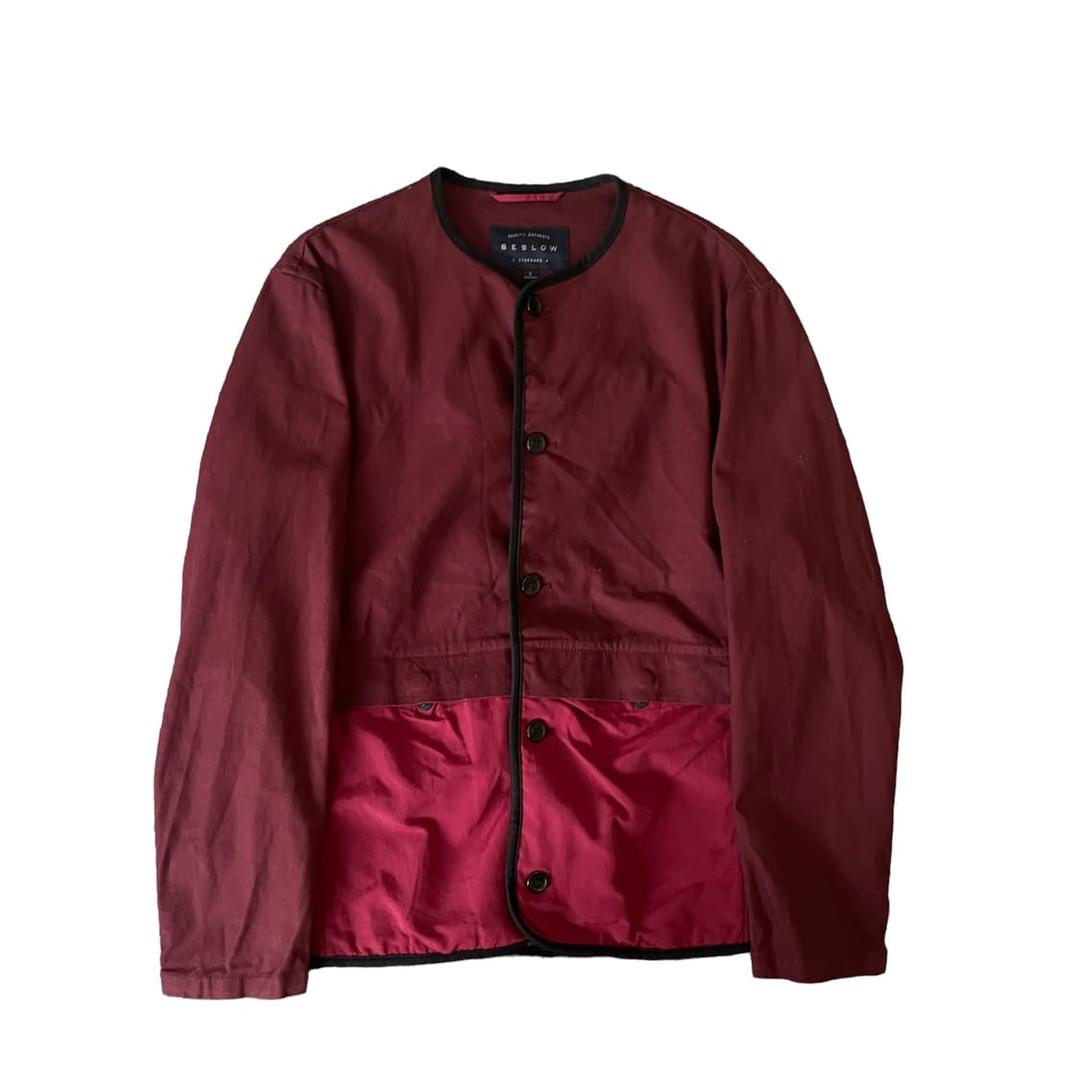 비슬로우 스탠다드핏 버건디 배색 바인딩 자켓 S | 후루츠패밀리