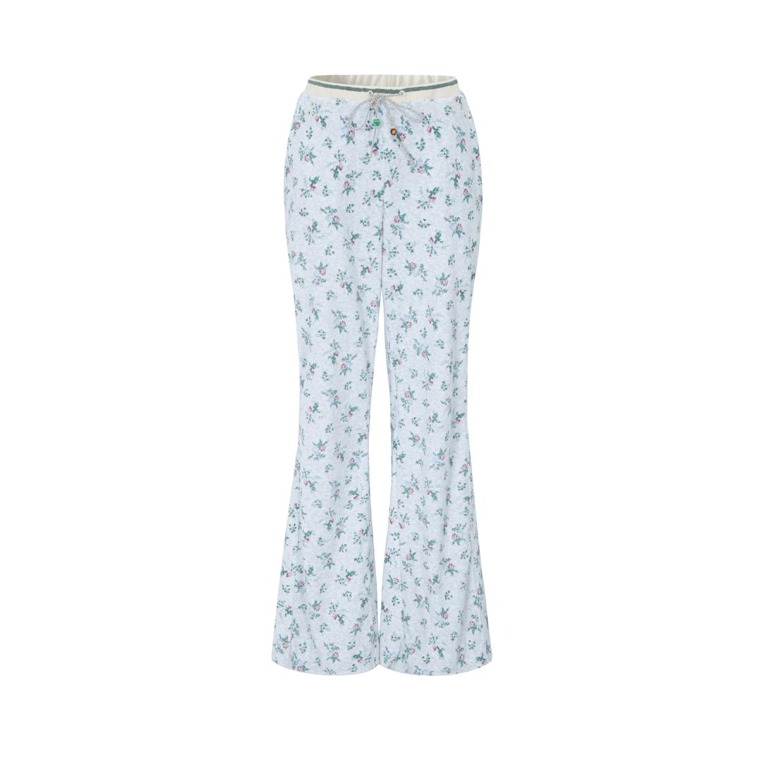 floral terry pants grey