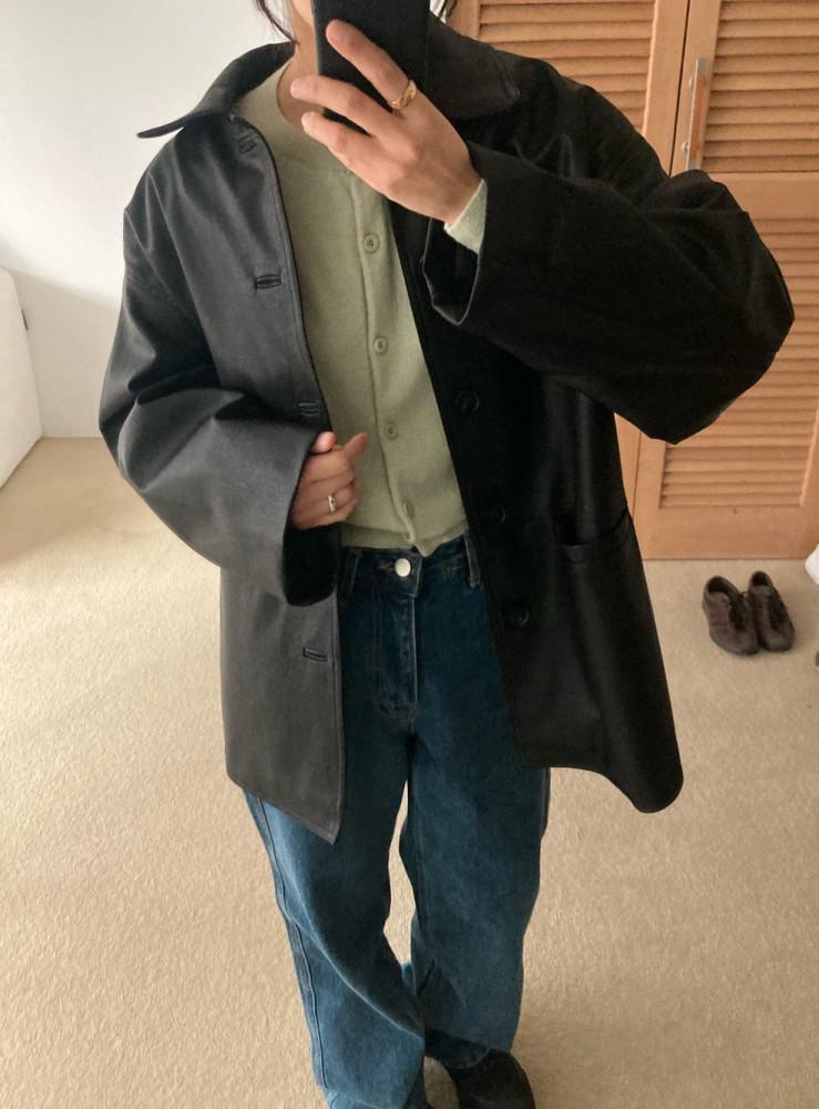 24SS romanticize 로맨티사이즈 에코 레더 하프 자켓