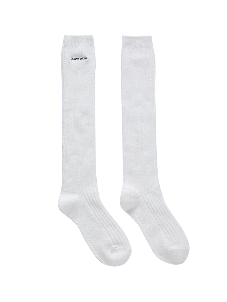 LOGO CASHMERE KNEE SOCKS_WHITE