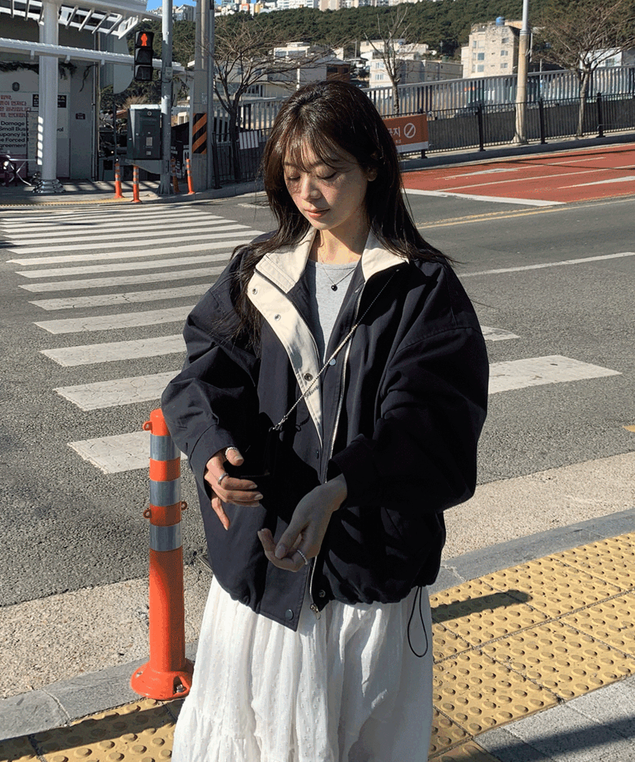 [ 모델 극찬♡, 데일리템, 간절기, 봄아우터 ] 디콘 배색 야상점퍼