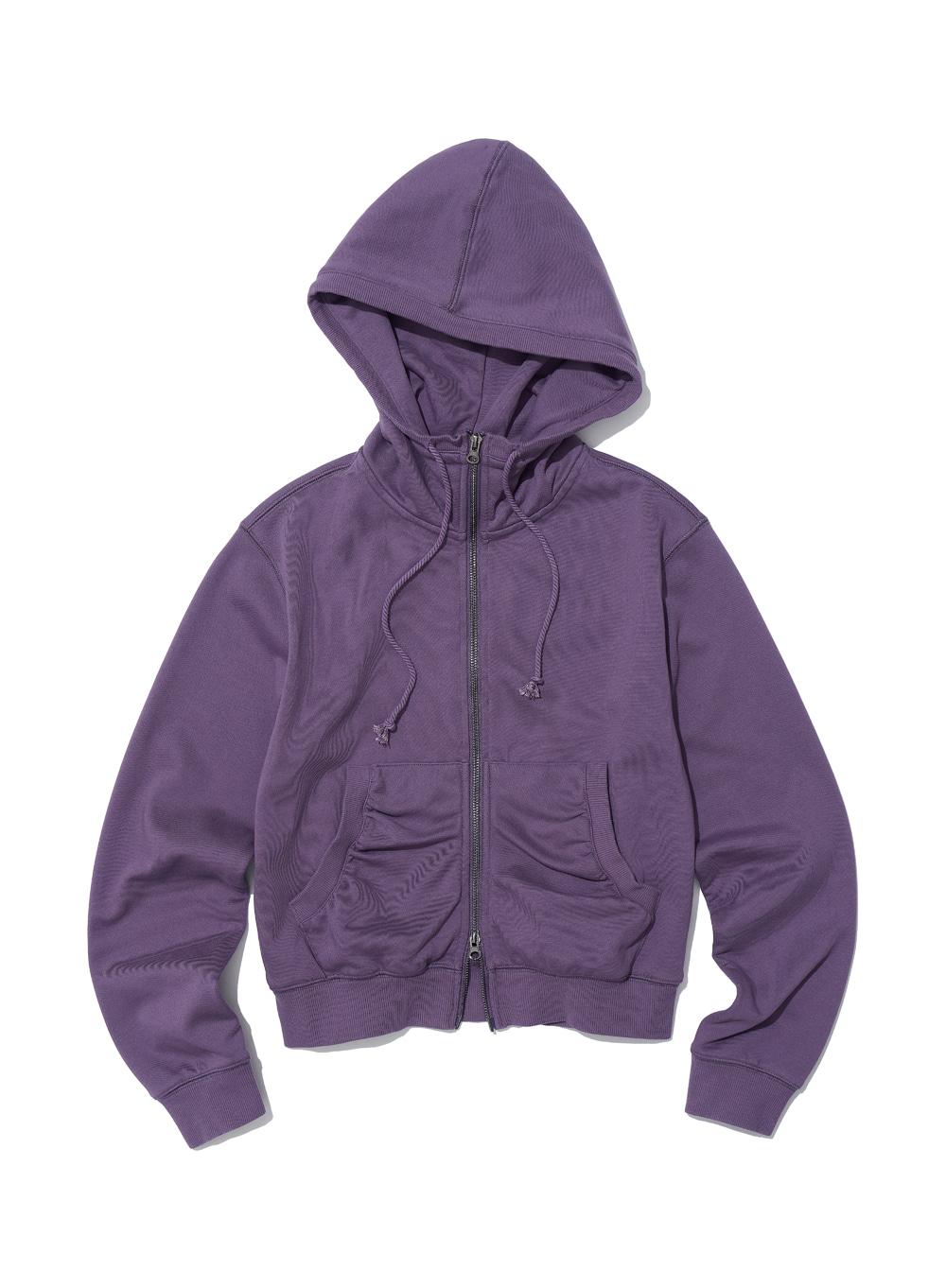 [WOMEN] PWC SHIRRING HOODIE ZIP-UP_PURPLE