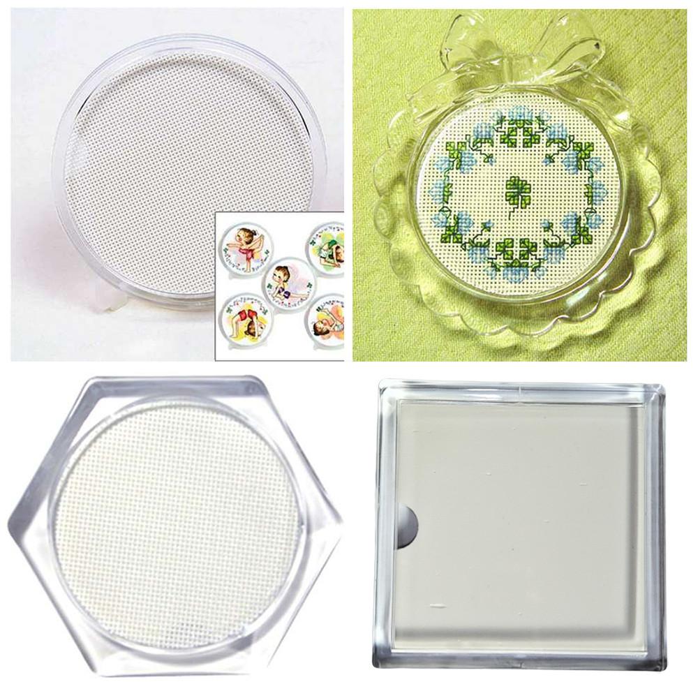 반제품 아크릴 투명 컵받침 만들기 (사각/원형/꽃/육각/리본) 프랑스자수 십자수(예)