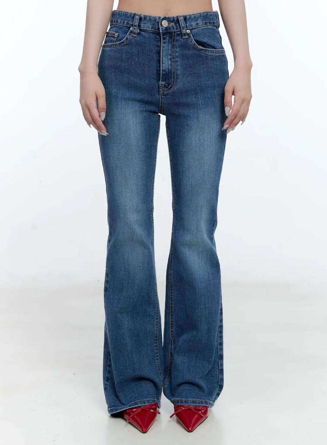 Gaeun Washed Flare Denim Jeans CG501 - Blue / S