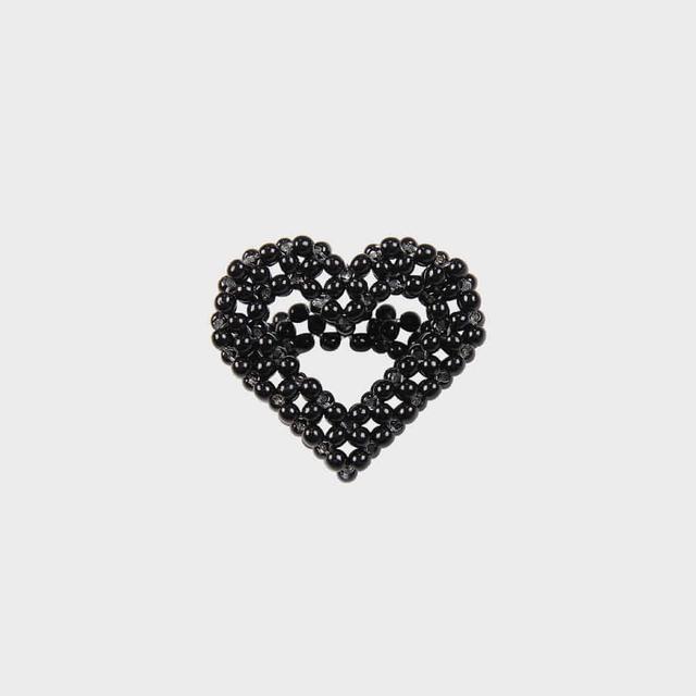 BEADED ARCRYLIC HEART RING (GOLD)