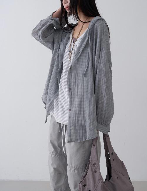 로웨어 mini stripe over hood shirts