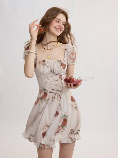 앤틱 레이스업 미니원피스