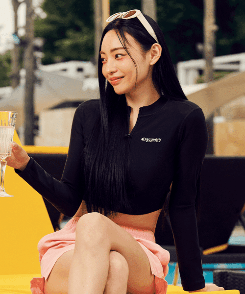 하프집업 크롭 여성 래쉬가드 (BLACK)