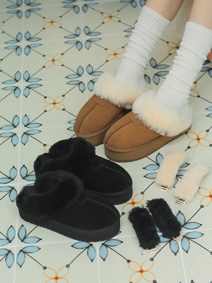 ljh1023 Platform fur slipper _ 2colors