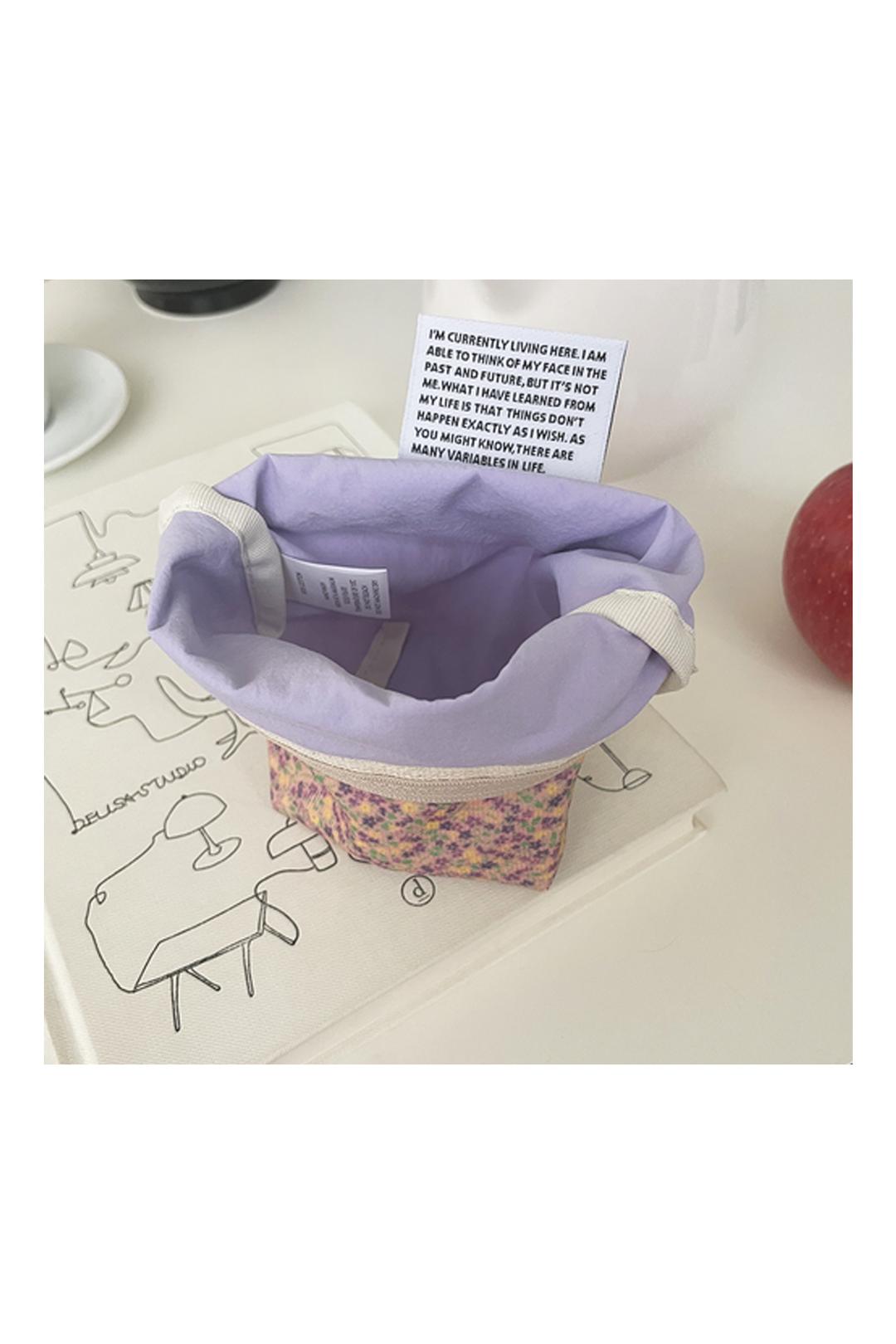 [aeiou]  Basic pouch (m size), Grandma flower corduroy purple