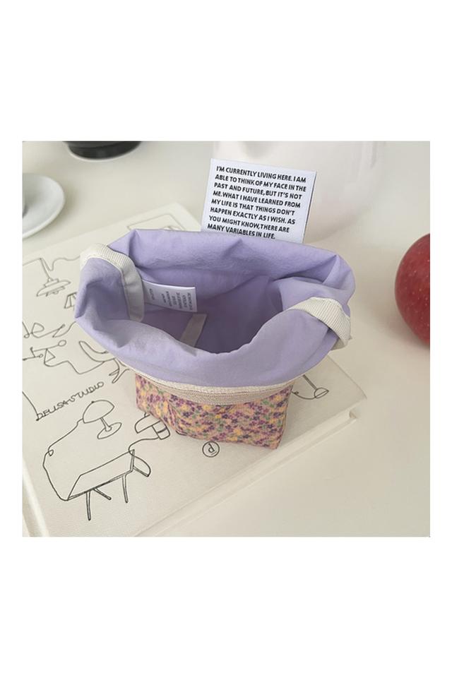[aeiou]  Basic pouch (m size), Grandma flower corduroy purple