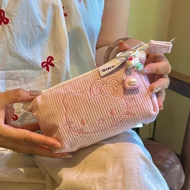 예약구매🚀 사은품증정 핑크 새학기 골덴 고양이 필통 파우치 가방 캐릭터