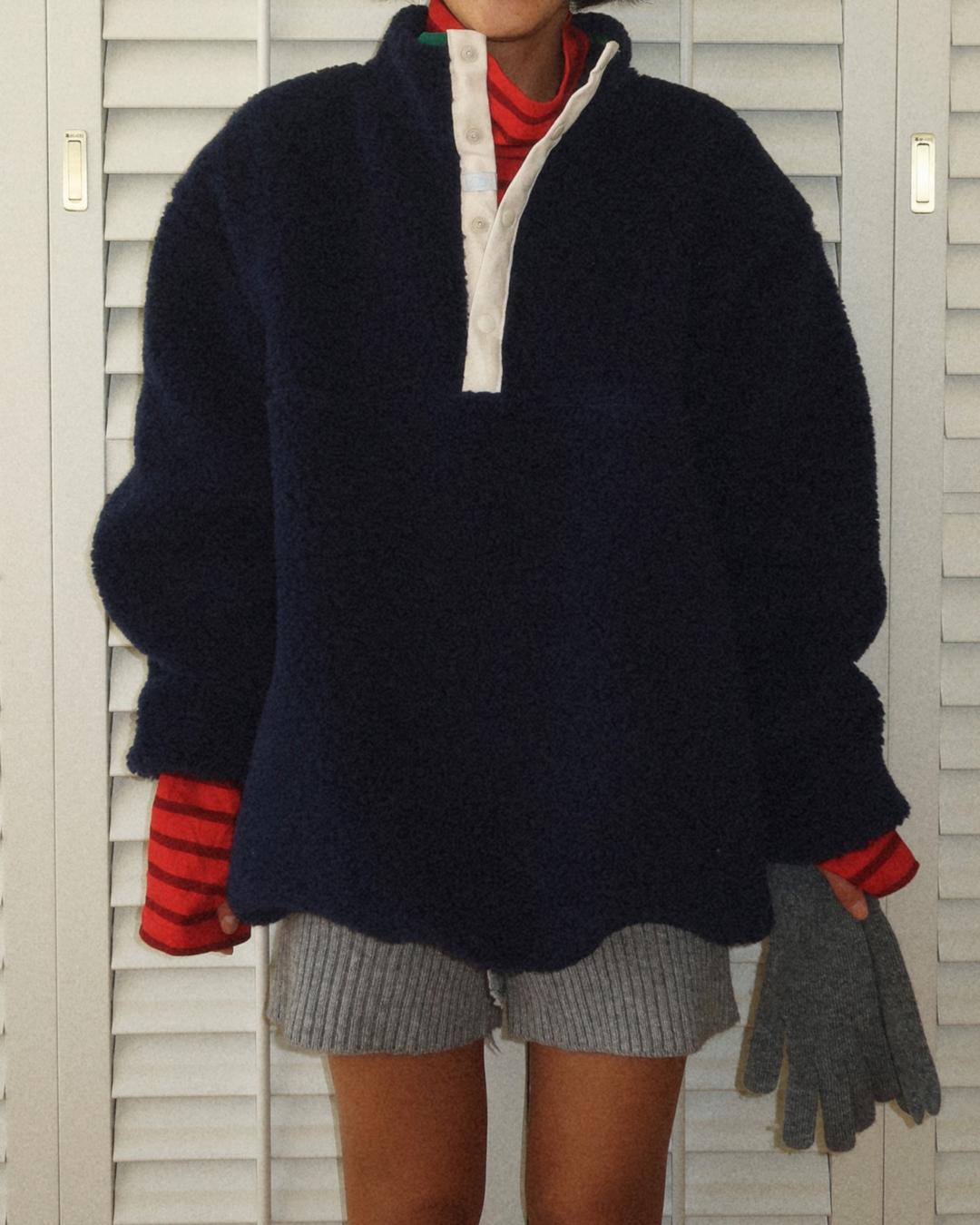 FLEECE ANORAK _ NAVY