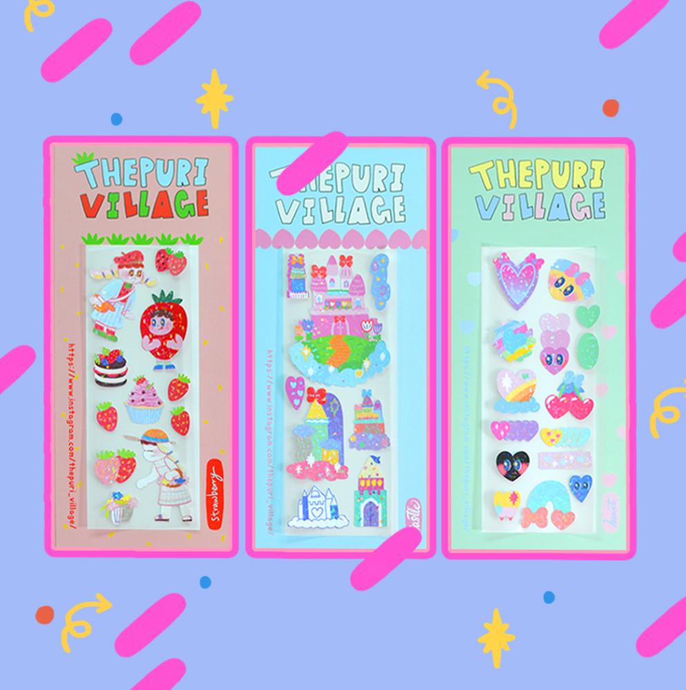 홀로그램 스티커 3종 VER.1 반짝반짝 다꾸 다이어리꾸미기