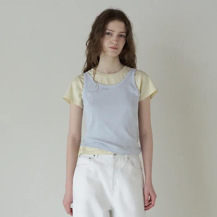 50s EMBROIDERED SLEEVELESS T-SHIRT_LIGHT BLUE
