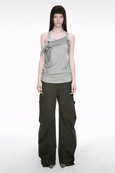 RAWCUT CURVED PANTS (UNISEX) KHAKI