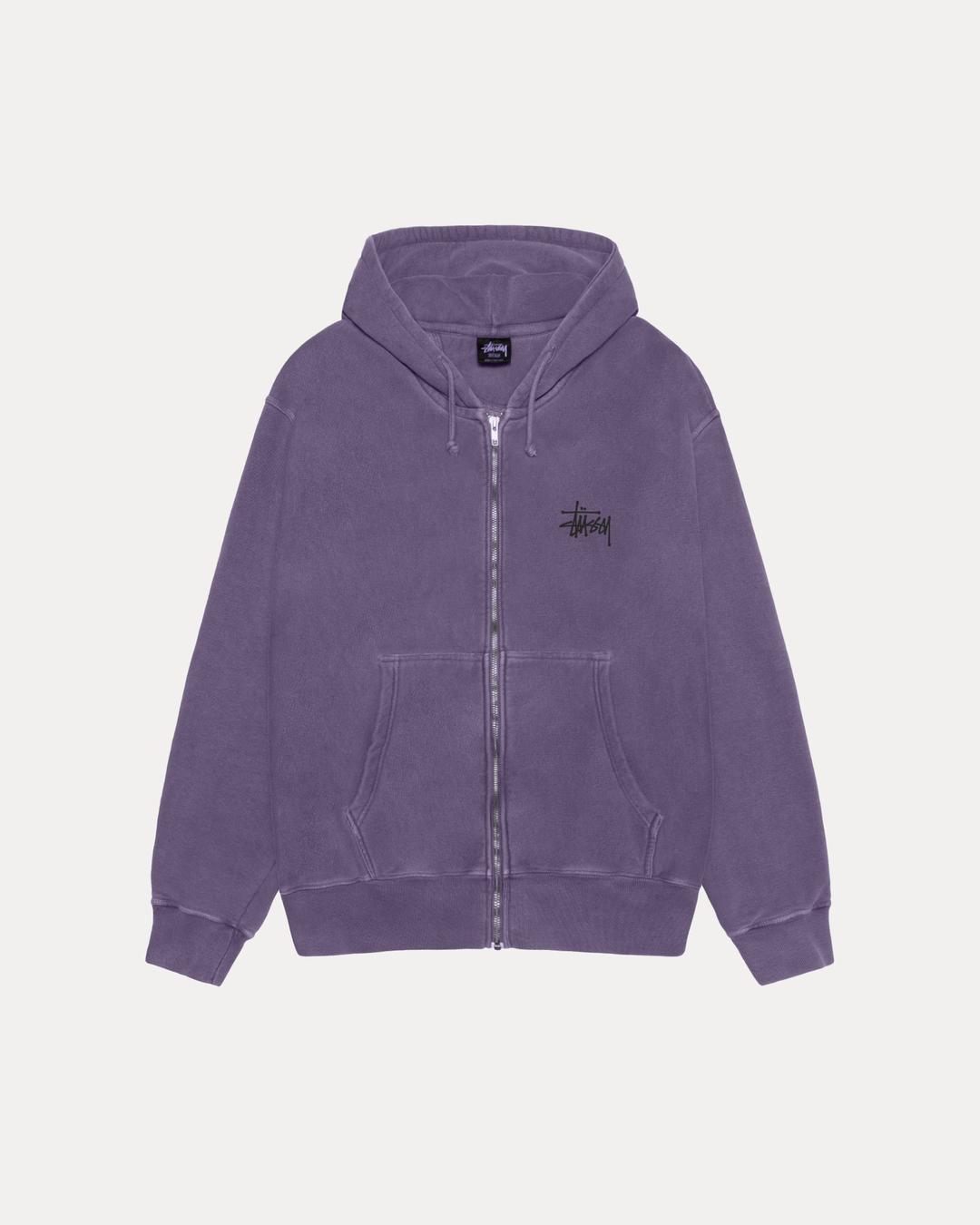 BASIC STÜSSY ZIP HOODIE PIGMENT DYED - Grape / S