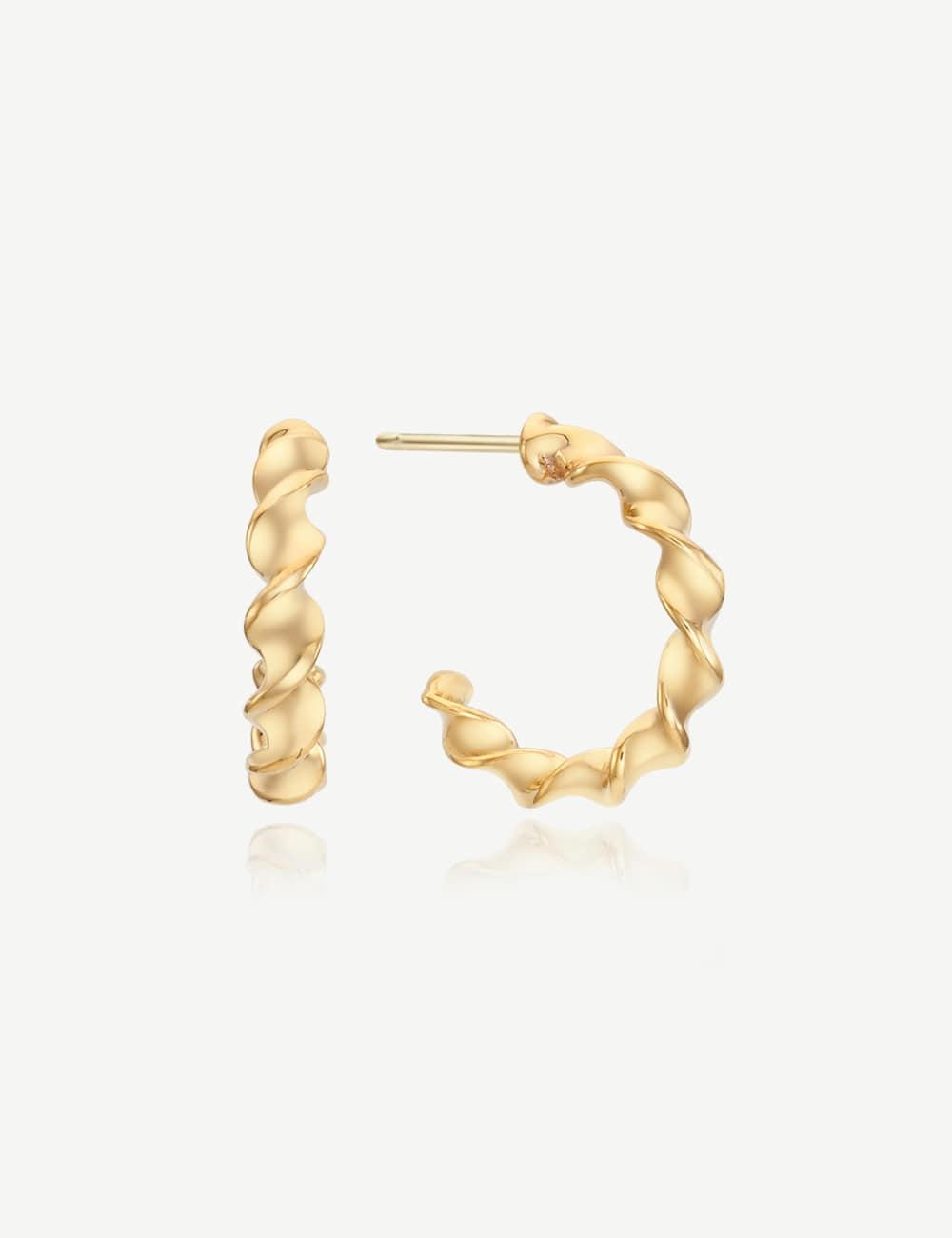 14k Twisted stud hoop earrings