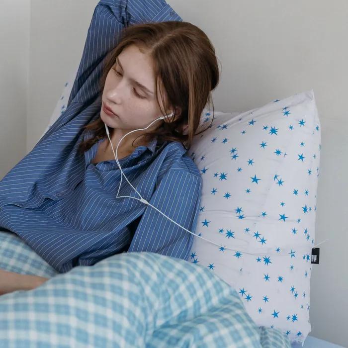 별 패턴 순면 삼각 등쿠션 커버 3colors