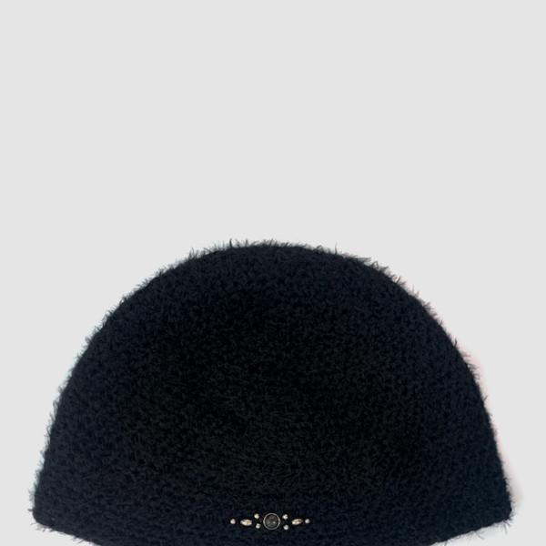 SIMONY HANDMADE WESTERN ORNAMENT HAIRY BEANIE / BLACK