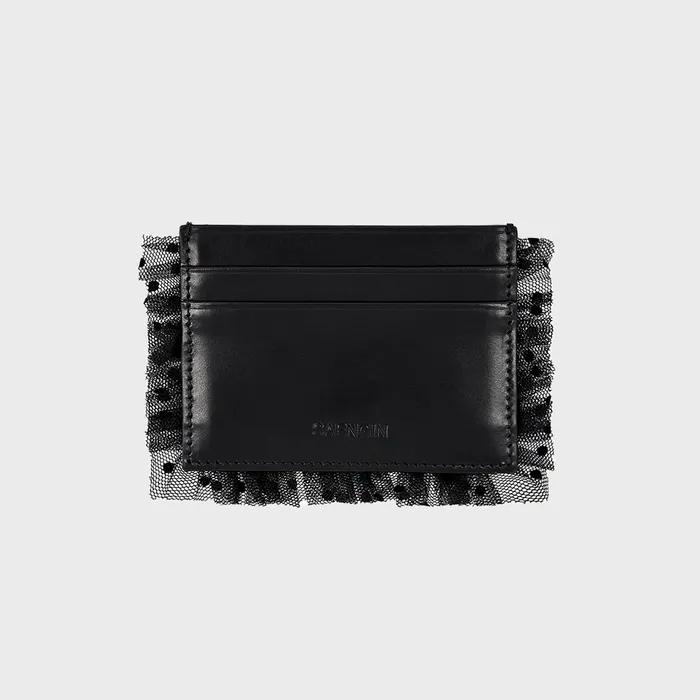 DOT SHEER LACE CARD WALLET - BLACK