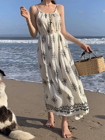 [44-88/바캉스룩/부유방커버] 킨더 에스닉 나시 롱 비치원피스