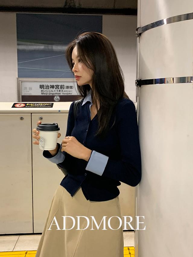 에드모어 [🔥클리어런스30%][니트가디건/브이넥가디건][에드모어] mcd406 하브 슬림 골지 셔츠 가디건