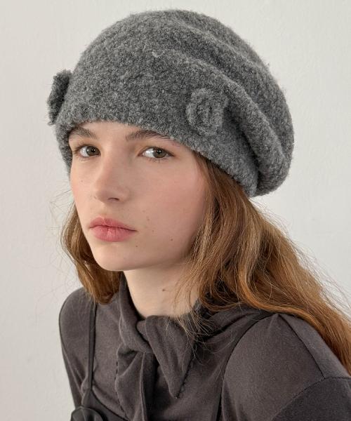 Sinoon Flower Boucle Beret (Melange Grey)
