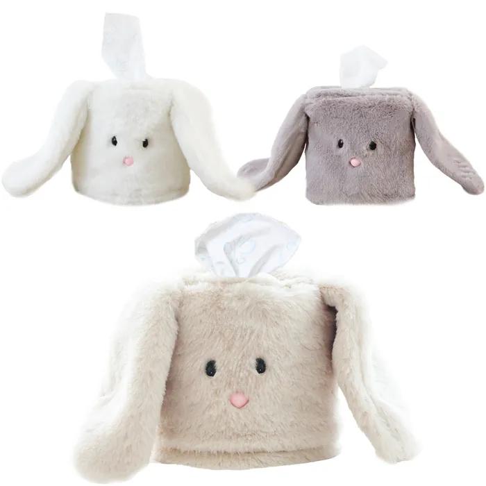 [ 선물 포장 ] 털빠짐 없이 부드러운 밍크 토깽이 롤 정사각 티슈 케이스 커버