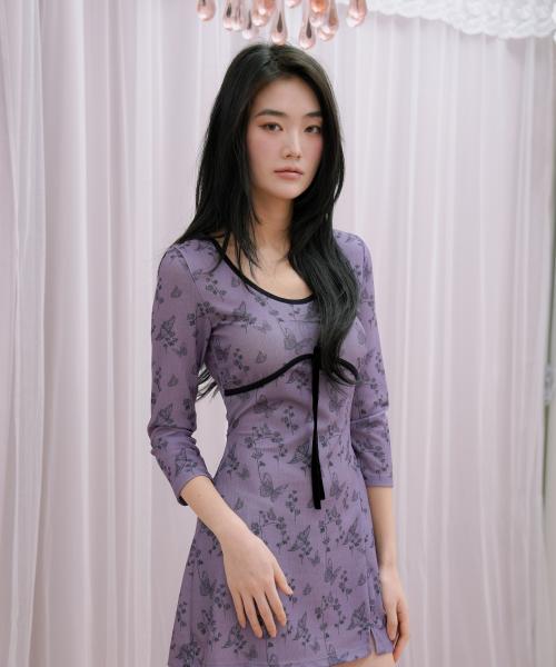 바스트라인 애프터눈 드레스(퍼플)
