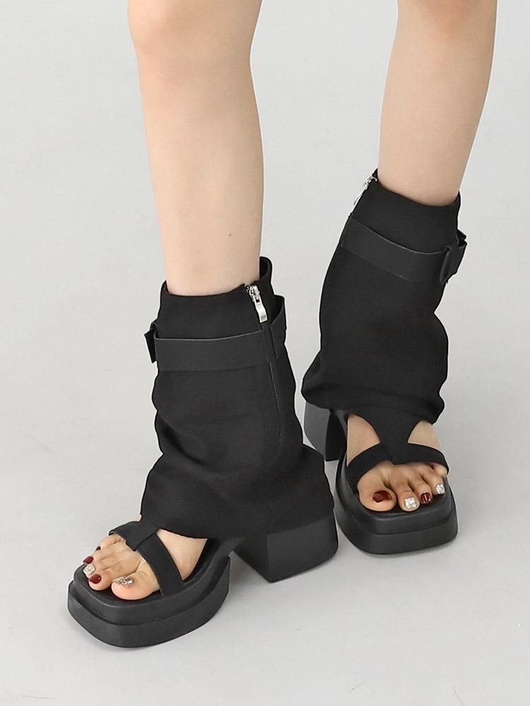 웨온 2way 힙스터 워머 탈부착 밴딩 스트랩 플랫폼 블럭굽 샌들(9.0cm)
