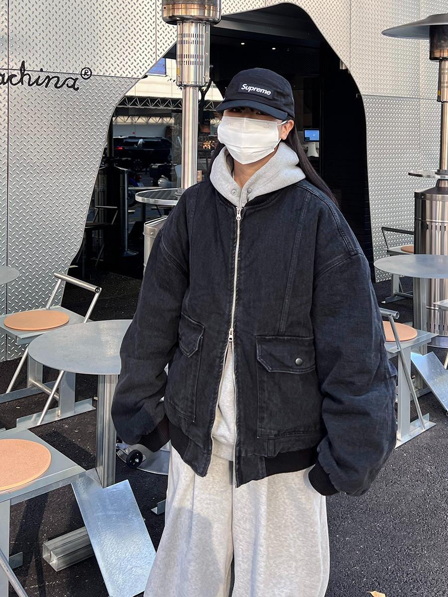 [ Unisex ] 바시티 절개 데님 점퍼