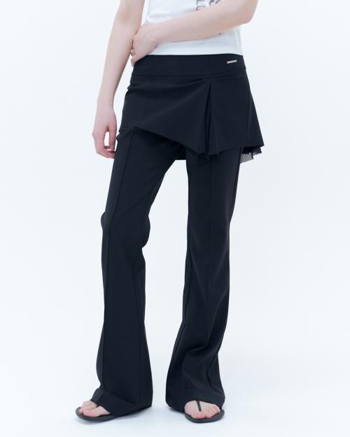 Pleats skirt pants BLACK