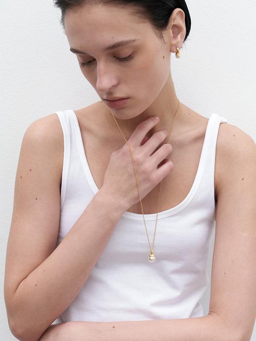 cap pearl necklace - gold