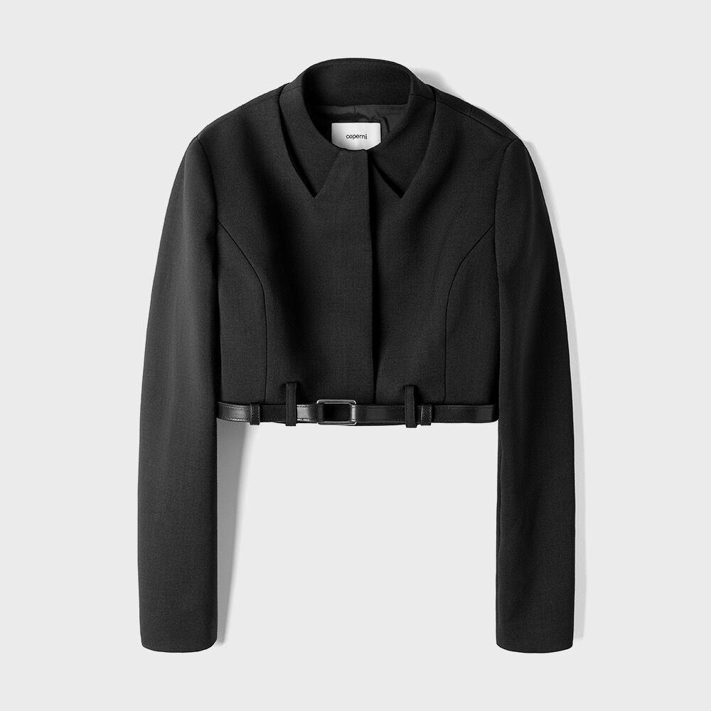 (W) 크롭드 트롬프 로에일 자켓 블랙 CROPPED TROMPE-LOEIL JACKET BLACK