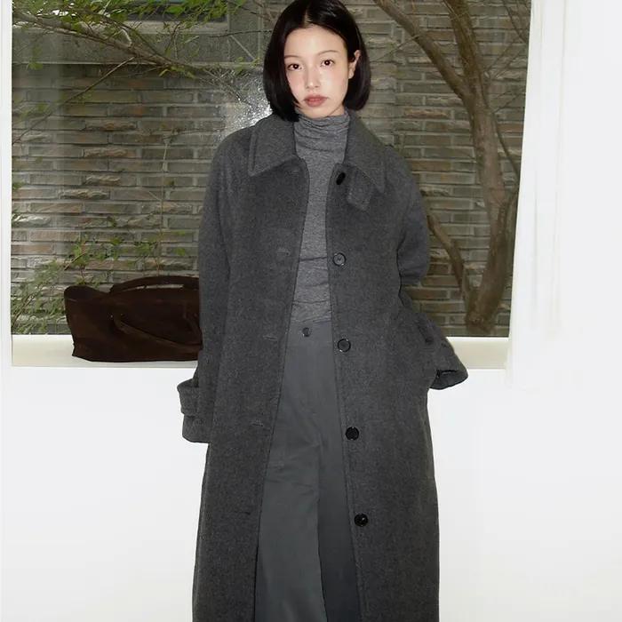 [누가영 착용] WOOL BALMACAAN COAT (CHARCOAL)