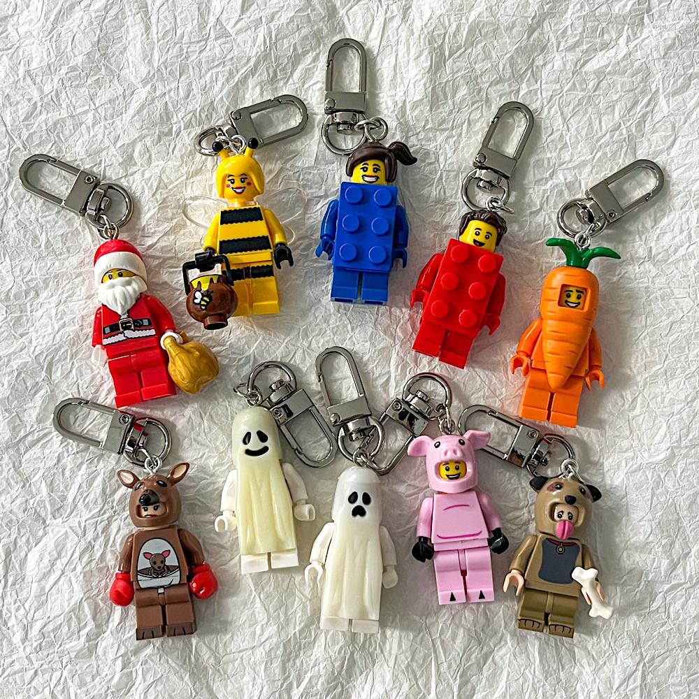 10종 캐릭터 산타 유령 당근 강아지 돼지 꿀벌 미니 피규어 레고 키링 에어팟키링 차키링