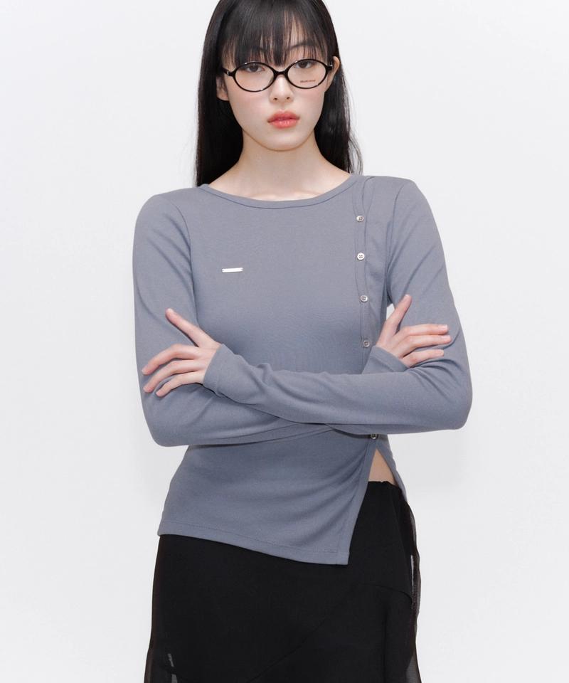 MISEKI SEOUL - Unbalanced button long sleeves CHARCOAL