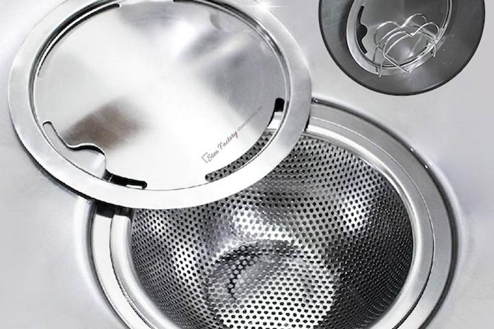 틈새에 음식물이 끼지않는!국산스텐304 씽크대거름망+배수구커버세트(거치대증정)