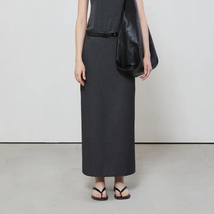 STANDARD FIT LONG SKIRT - GRAY