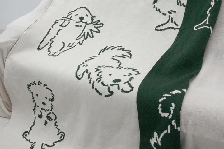 해피퍼피 양면 니트 블랭킷 2color