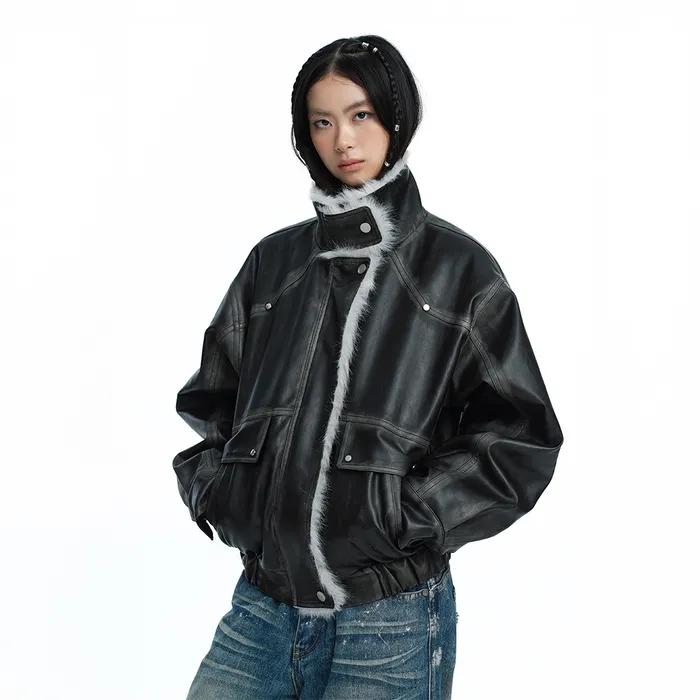 Washing Leather Mustang Jacket Gray