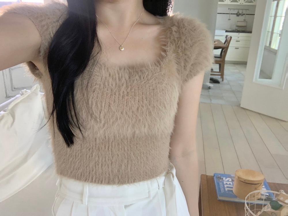 여성 퍼피 퍼 반팔니트 (2 color)