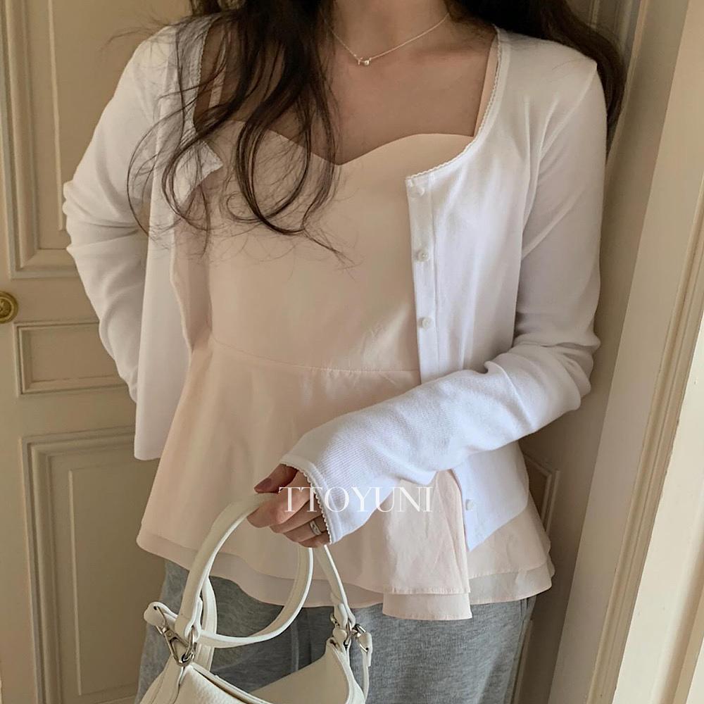 떠유니 (핑크당일) 프리티영띵 하트 스모크 뷔스티에 나시 스트랩 끈조절 코튼 프영띵 PYT 떠유니