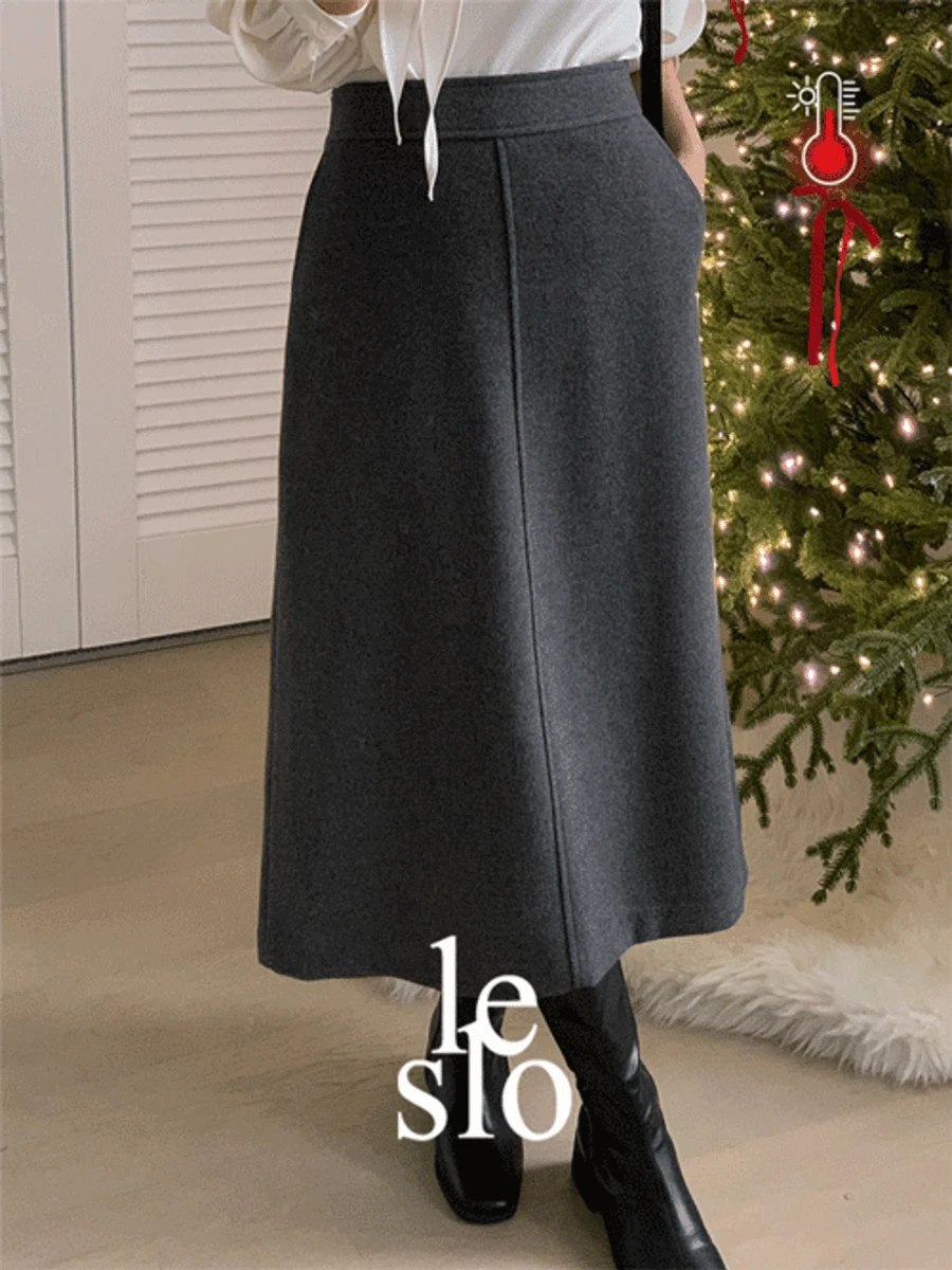 [울30%][키작녀][MADE]콘치 기모 울 모직 스커트 치마[2color]